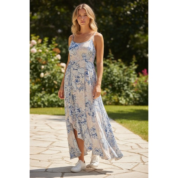 Free People Dresses & Skirts - Intimately Free People Forever Yours Dress Paisley Side Slit Blue Pink Fairy M
